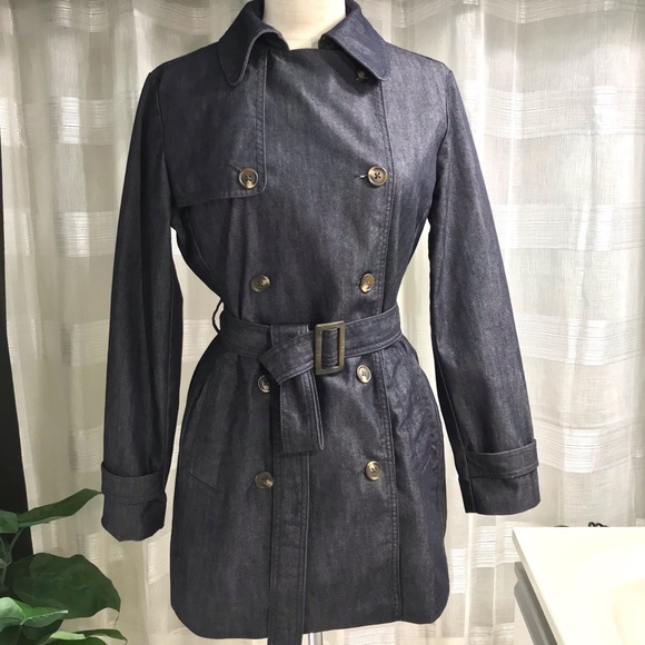 GAP 1969 Short trench coat, size S, denim blue. - Picture 2 of 13